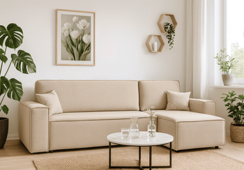 Ecksofa mit Schlaffunktion und Bettkasten L-form 244x142x80 cm Denis