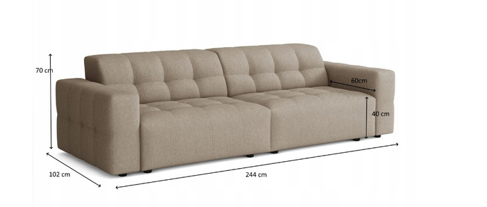 Sofa 244x102x70 cm Bergi Beige