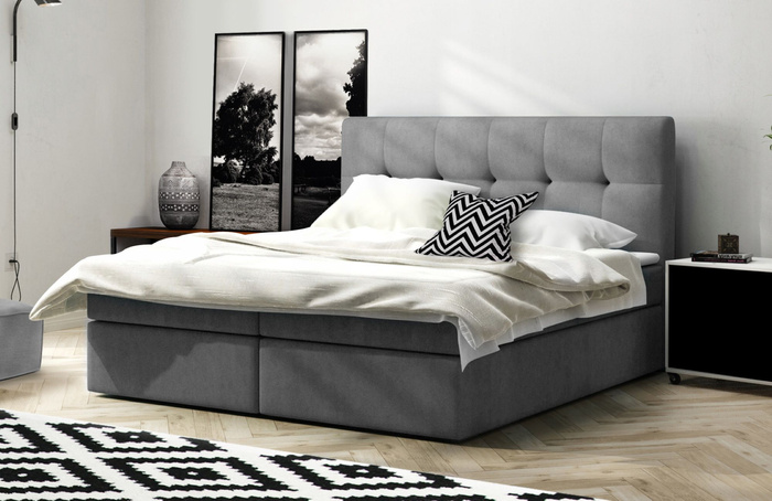 Boxspringbett mit Topper und Bettkasten, Polsterbett, Doppelbett, Bett Holly