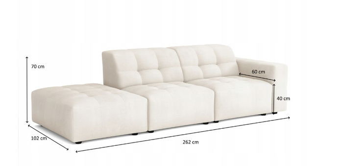 Modulare Sofa Bergi rechts 262x102x70 cm
