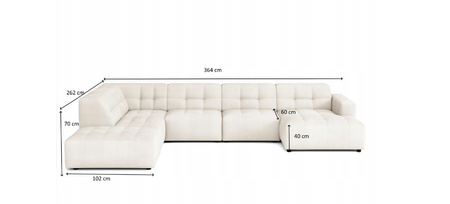 Ecksofa U-form links 364x262x70 cm modular Sofa Bergi 