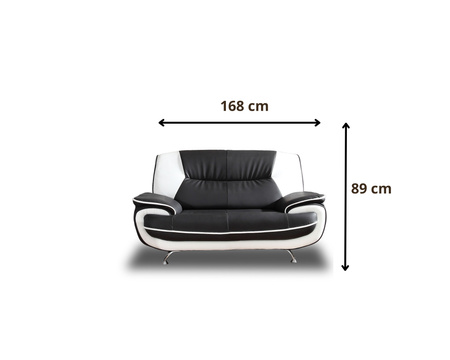 Sofa Set Onyx Set 3-2-1 Couch Set aus Kunstleder Farbauswahl (schwarz-braun)