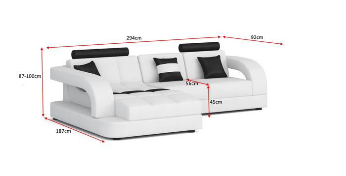 Eckcouch Eckgarnitur Kunstleder 294x187x87 cm Ecksofa Brix