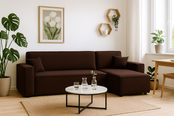 Ecksofa mit Schlaffunktion und Bettkasten L-form 244x142x80 cm Denis