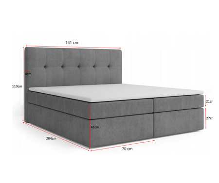 Boxspringbett140x200 mit Bettkasten - Bett mit Matratze und 2 Bettkästen - Schlafzimmerbett mit Topper - Bequemes und Elegantes Doppelbett Holly