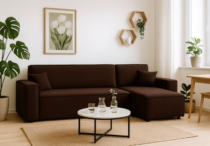 Ecksofa mit Schlaffunktion und Bettkasten L-form 244x142x80 cm Denis 