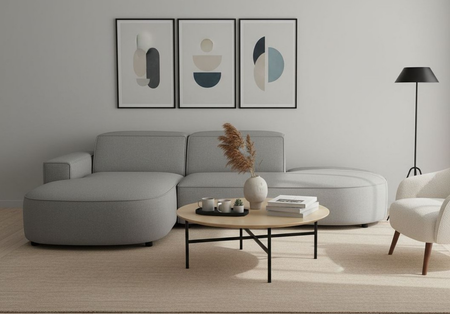 Ecksofa Lucas Beige mit Chromfüßen 284x166x70 cm Hochwertiges Designsofa