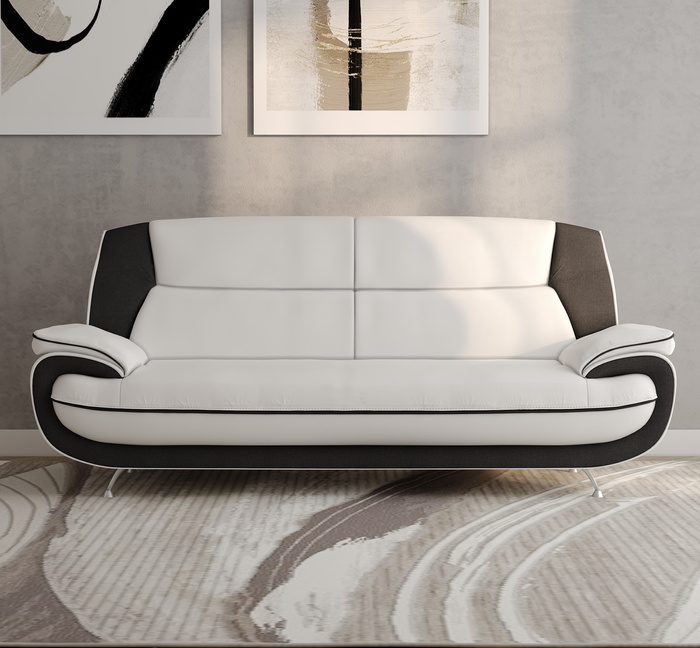 Sofa 3-Sitzer Couch Kunstleder Industrieleder 198x87x89 cm Onyx