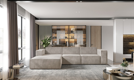 Ecksofa Couch Wohnlandschaft modern Design Stoff Sofa L-Form Links Polsterecke ohne Schlaffunktion Sofa CARA Grau