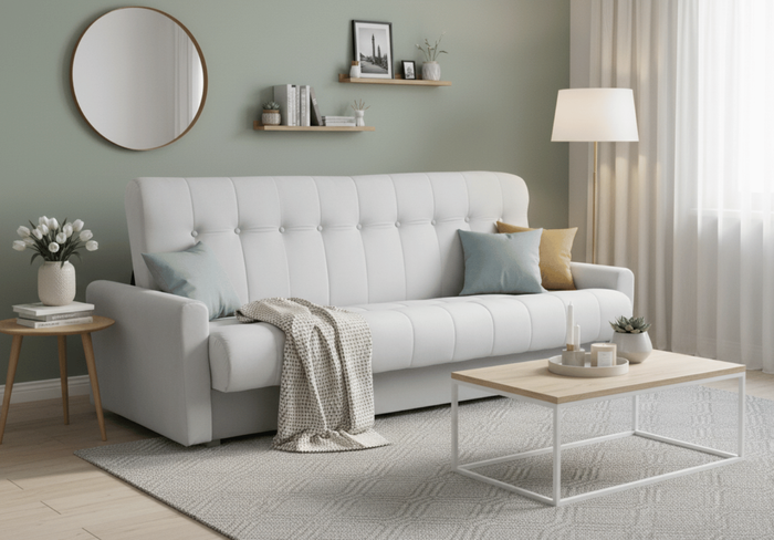 Sofa mit Schlaffunktion, Bettcouch, Schlafsofa mit Bettkasten Marion 205x85x87 cm