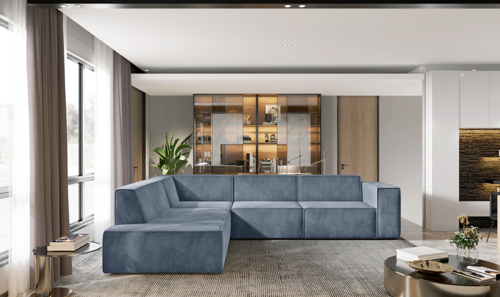 Links Polsterecke ohne Schlaffunktion Sofa CARA Blau