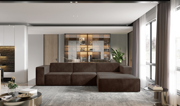 Ecksofa Couch Wohnlandschaft modern Design Stoff Sofa L-Form Links Polsterecke ohne Schlaffunktion Sofa CARA Braun