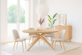 Ovaler Klapptisch aus Eiche 110 cm x 200-300 cm T79