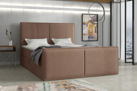 Boxspringbett mit Topper und Bettkasten, Polsterbett, Doppelbett, Bett 160x200 cm Calipso Beige