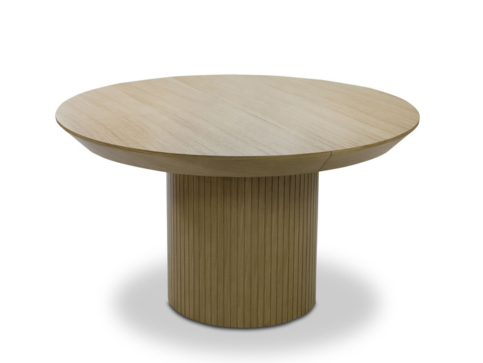 Ausziehbarer runder Tisch mit geriffeltem Tischbein, 130–180 cm, Modell T68