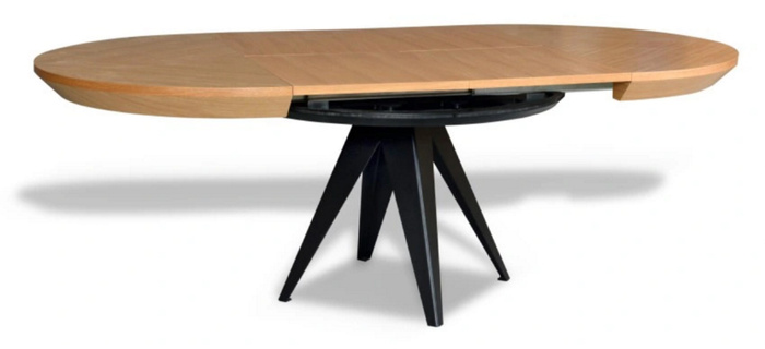 Runder Tisch, Holzplatte, Metallgestel T 49