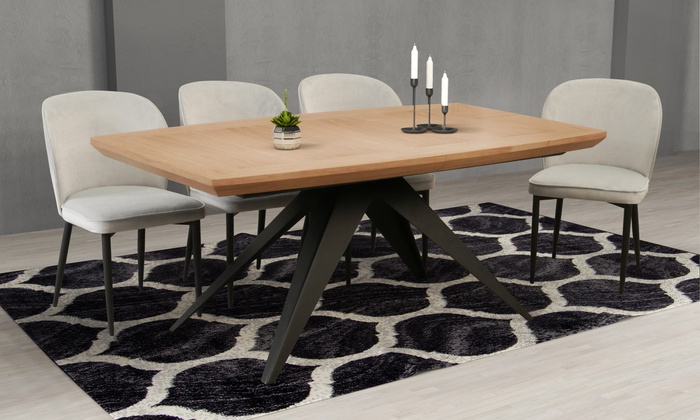 Ausziehbarer Tisch auf Metallgestell 100 x 200–300 cm Modell T56