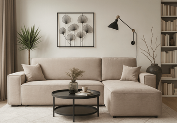 Ecksofa mit Schlaffunktion und Bettkasten L-form 244x142x80 cm Denis