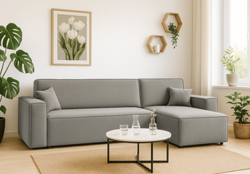 Ecksofa mit Schlaffunktion und Bettkasten L-form 244x142x80 cm Denis