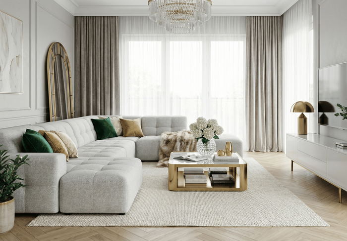 Ecksofa U-form links 364x262x70 cm modular Sofa Bergi 