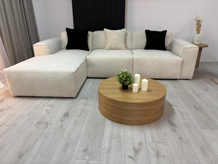 Couchtisch Napoli rund – Wohnzimmertisch mit Eichenfurnier, modernes Design in Naturholz-Optik, minimalistischer Stil