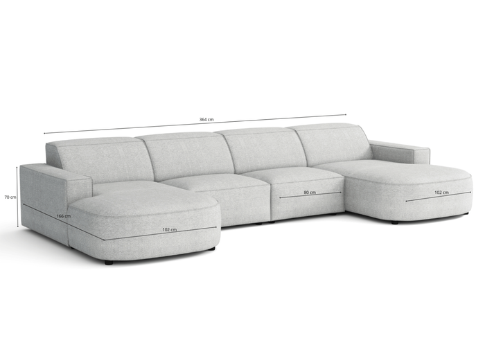Ecksofa Modular U-form 364x166x70 cm Lucas