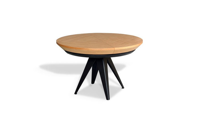 Runder Tisch, Holzplatte, Metallgestel T 49