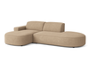 Ecksofa Lucas Beige mit Chromfüßen 284x166x70 cm Hochwertiges Designsofa