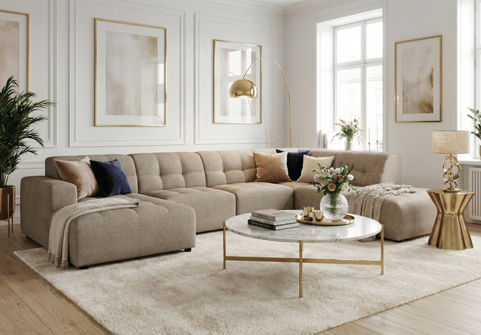 Ecksofa U-form links 364x262x70 cm modular Sofa Bergi 