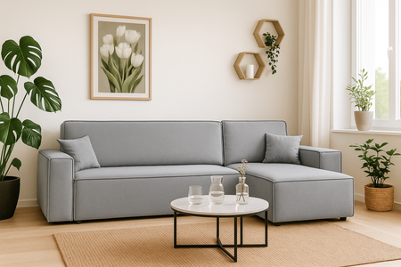 Ecksofa mit Schlaffunktion und Bettkasten L-form 244x142x80 cm Denis 