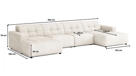 Ecksofa Bergi U-form 364x166x70 cm 