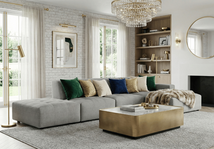 5-Sitzer-Ecksofa mit Ottomane BERGO 341 × 166 cm