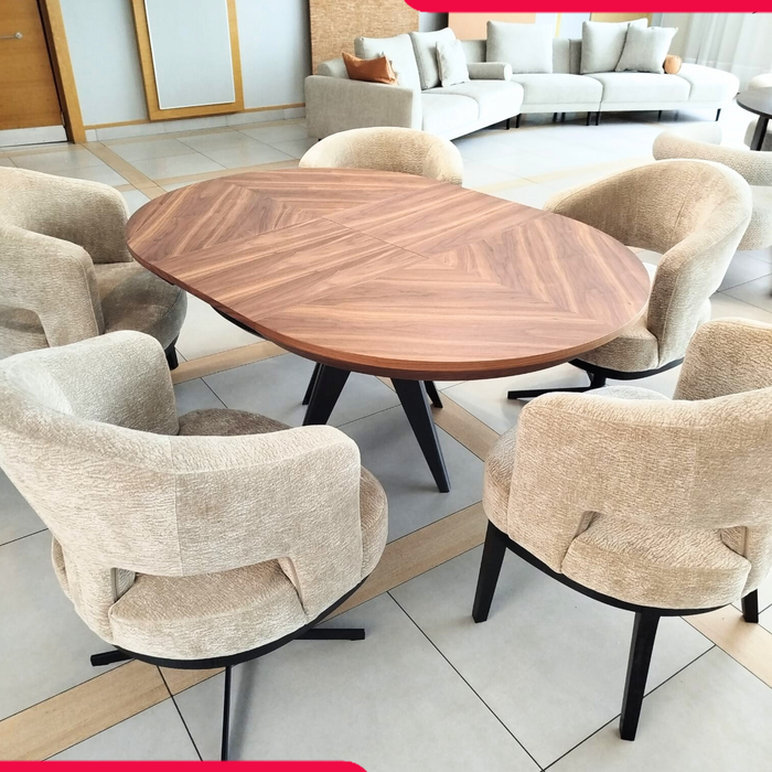 Runder Tisch, Holzplatte, Metallgestel T 49 