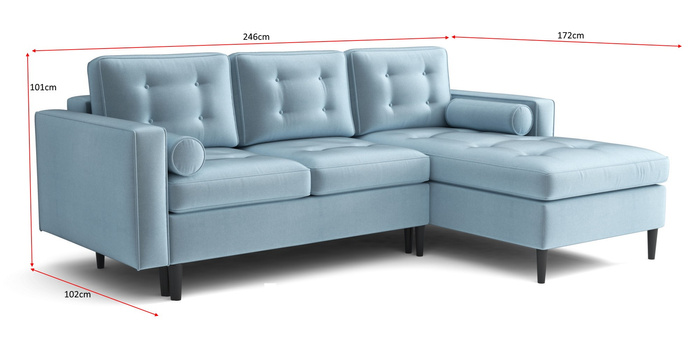 Ecksofa mit Schlaffunktion und Bettkasten, L-form 246x172x101 cm Sevilla