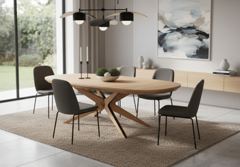 Ovaler Klapptisch aus Eiche 110 cm x 200-300 cm T79