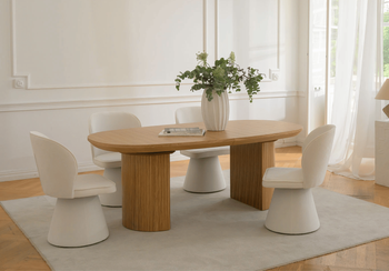 Ovale Tisch, Esstisch Mit Gerillten Beinen T72 200-300 cm