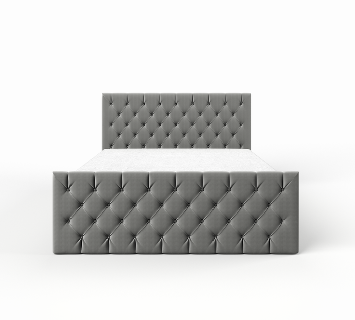 Emoebel24 Boxspringbett 200x200cm mit 2 Bonell-Matratzen H3, 2 Bettkasten,Komplett Bett, Polsterbett mit Topper, Bett Grau VENUS