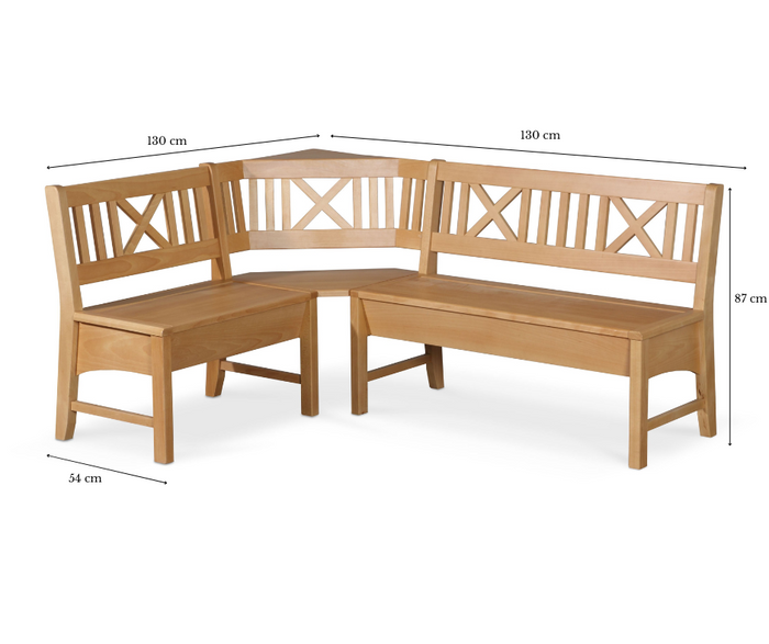 Küchen Kollektion Essgruppe Frühstückecke Holz Buche Eckbank Kuchenbank 130x175 cm Massivholz Merlin