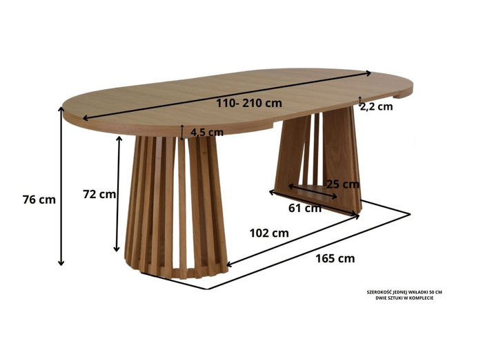 Runde Tisch, Holztisch, Esstisch, Klapptisch 110-210 cm T-77