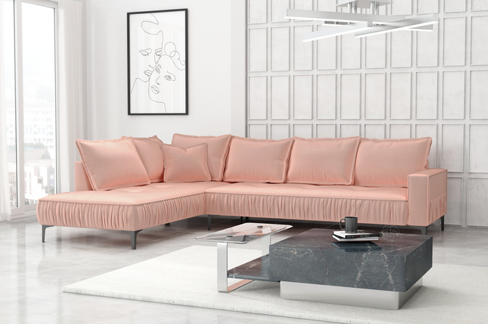 Ecksofa L-form Links aus Samtstoff 296x213x85 cm Morris