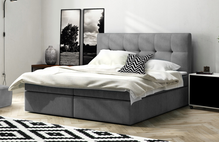 Boxspringbett 200x200 mit Bettkasten - Bett mit Matratze und 2 Bettkästen - Schlafzimmerbett mit Topper - Bequemes und Elegantes Doppelbett Holly