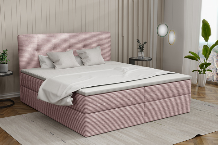 Boxspringbett 140x200 mit Bettkasten - Bett mit Matratze und 2 Bettkästen - Schlafzimmerbett mit Topper - Bequemes und Elegantes Doppelbett Holly