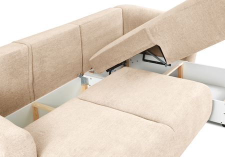 Ecksofa mit Schlaffunktion und Bettkasten, L-form 255x165x91 cm Lola