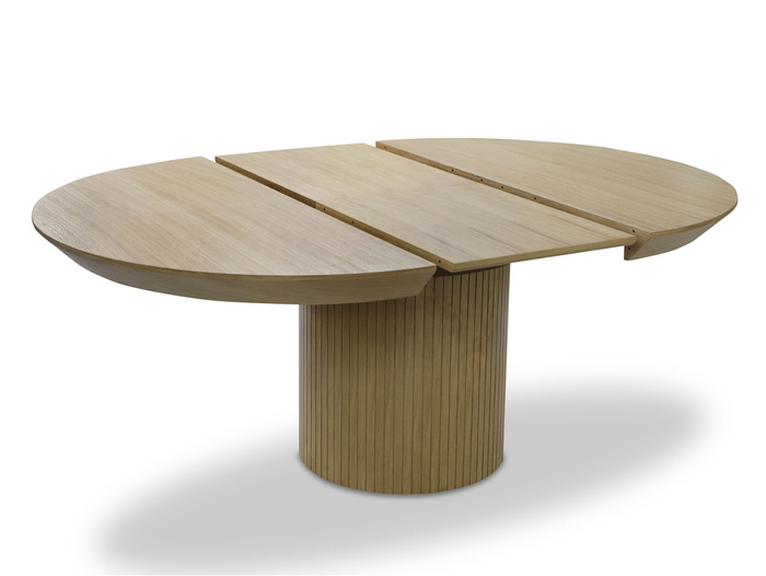 Ausziehbarer runder Tisch mit geriffeltem Tischbein, 130–180 cm, Modell T68