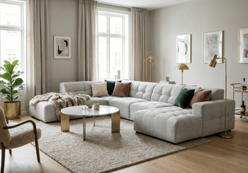 Ecksofa U-form links 364x262x70 cm modular Sofa Bergi