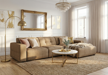 Modulare Ecksofa L-form Rechts Bergi 284x166x70 cm Creme