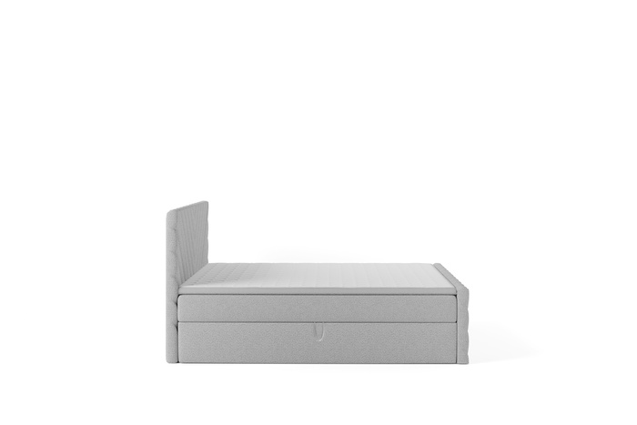 Polsterbett 200x200 cm mit Stauraum – Modernes Designerbett mit Samtbezug & hohem Kopfteil – Creme Schlafzimmermöbel SATURN