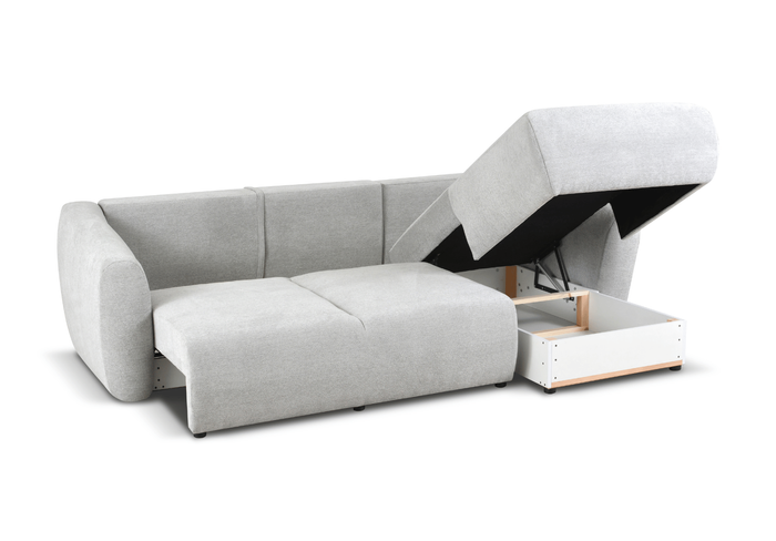 Ecksofa mit Schlaffunktion und Bettkasten, L-form 255x165x91 cm Lola