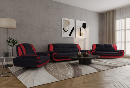 Design-Sessel Onyx in Schwarz-Rot – Moderner Loungesessel mit ergonomischem Komfort & Premium-Kunstleder