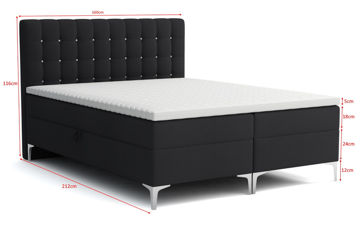 Boxspringbett mit Topper und 2 Bettkasten, Polsterbett, Doppelbett  Jack